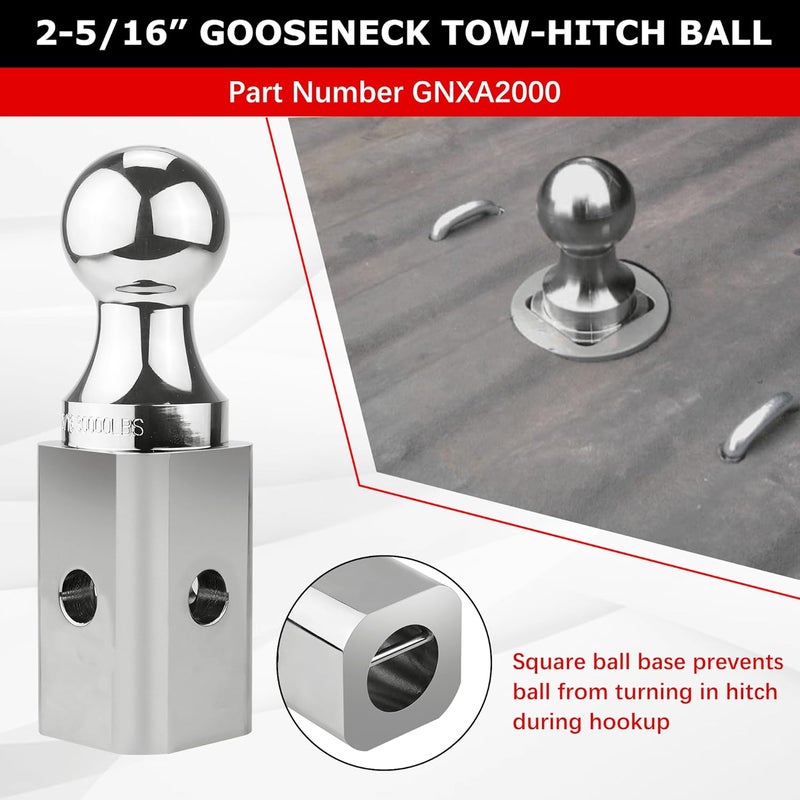 Fetechmate Gooseneck Ball Hitch GNXA2000 2-5/16" Replacement Compatible with B-W Trailer Hitches Part Number GNXA2000 Gooseneck Tow Hitch Ball,Trailer Hitches GNXA2000-30,100lbs Load Capacity - Image 3